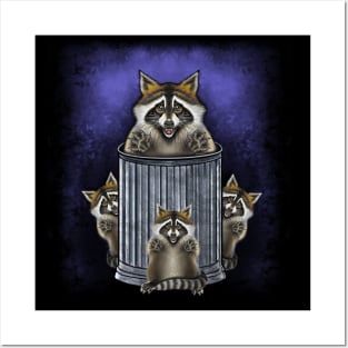 Trick or trash cute raccoons Halloween Posters and Art